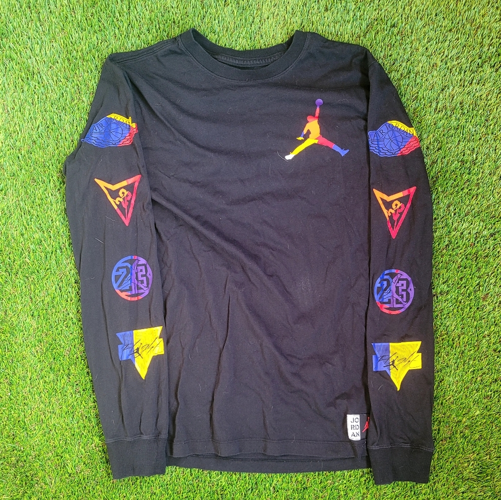 Black Long Sleeve Jordan Shirt with Colorful Graphics